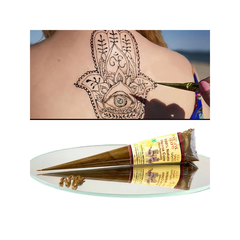 Pastă de henna, 25 g - naturală, cu  pâlnie