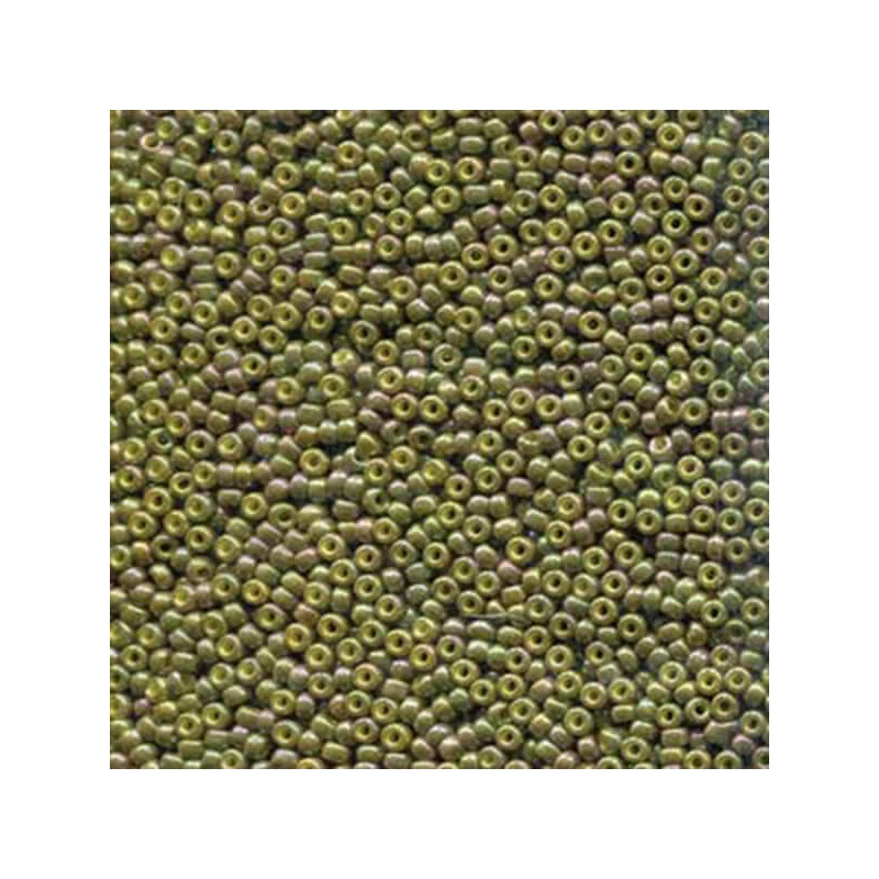 Mărgele de sticlă japoneze Miyuki, mărgele rocailles  11/0 - Opaque Golden Olive Luster