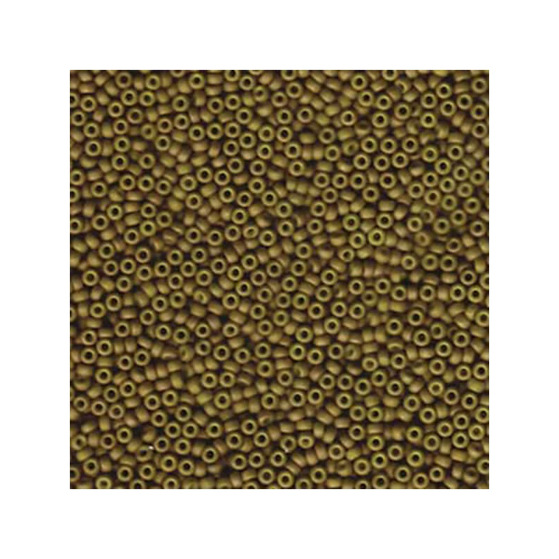 Mărgele de sticlă japoneze Miyuki, mărgele rocailles  11/0 - Matte Opaque Golden Olive Luster