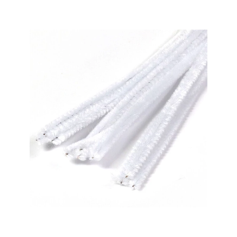 Chenille, 30 cm - alb, 10 buc