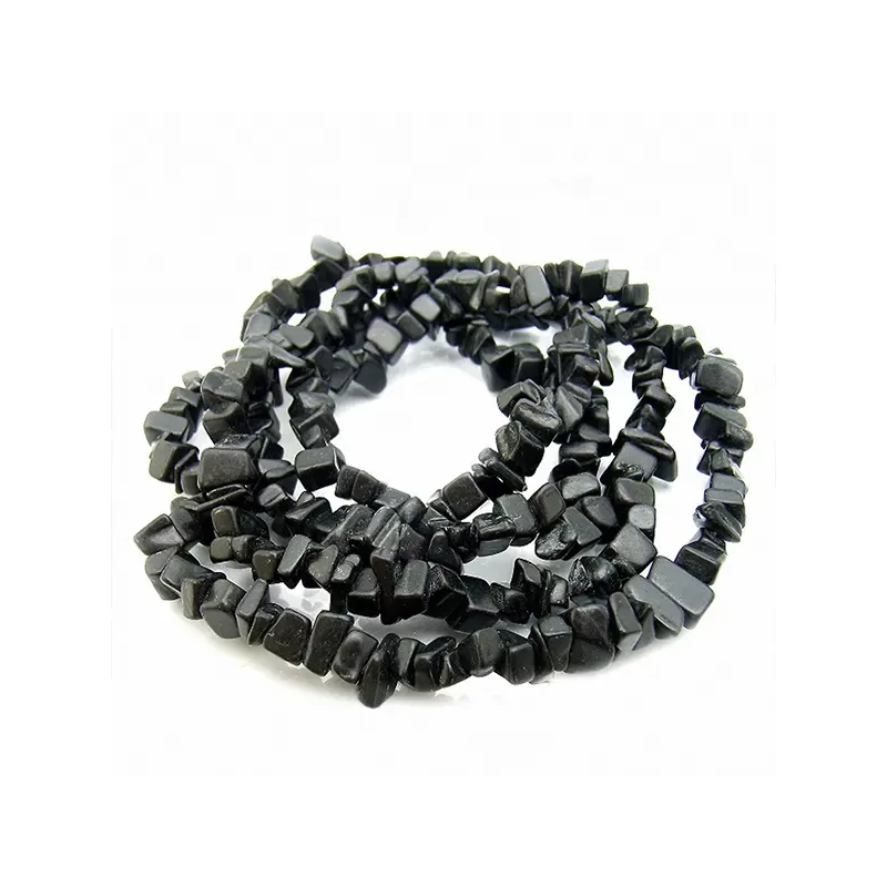 Perle din minerale, chips - Onyx obsidian, 8-12 mm, 1 șir