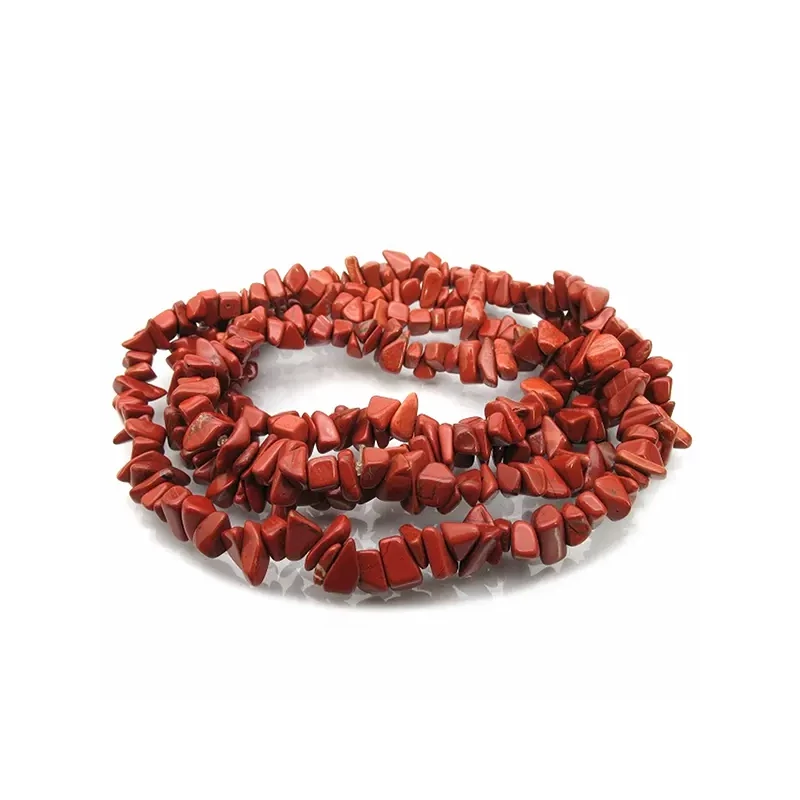 Perle din minerale, chips - Jasper, rosu,, 8-12 mm, 1 șir