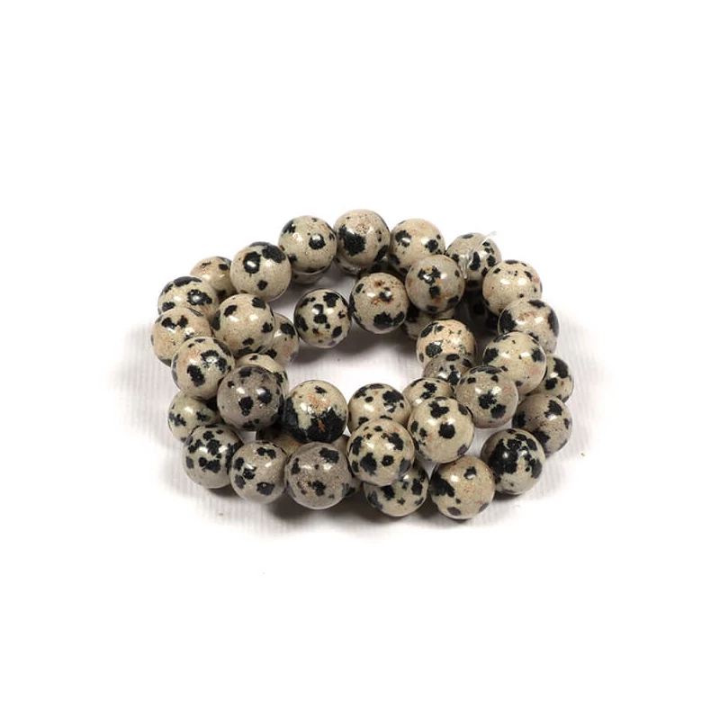 Ásványgyöngy - Jáspis, dalmata, 8 mm, 37 cm