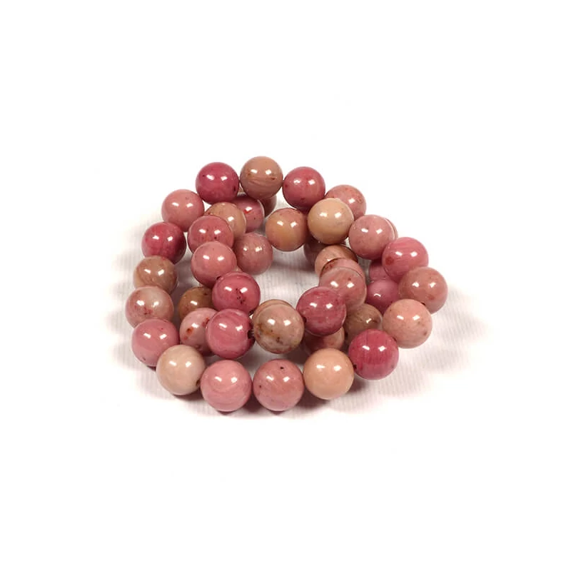 Rózsaszín rodonit 8 mm-es ásványgyöngyök 37 cm-es szálon