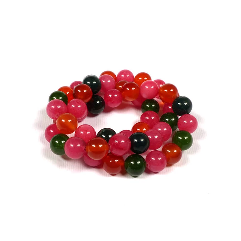Ásványgyöngy - Achát, festett, turmalin, 8 mm, 1 szál