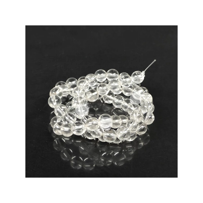 Perle din minerale - Cristal de stâncă, 6 mm, 1 șir 