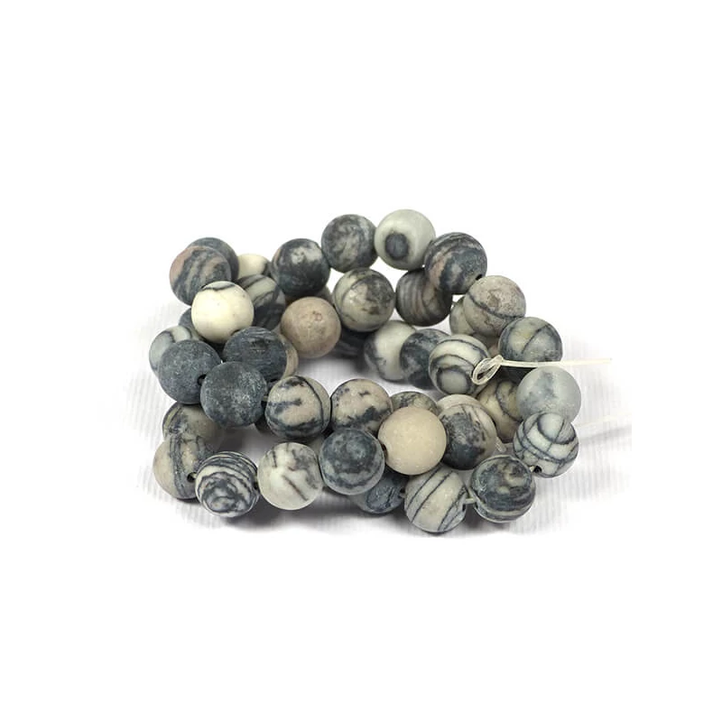 Perle din minerale  - Zebra agat, mat, 8 mm, 1 șir