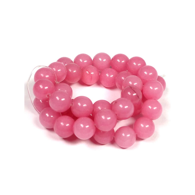 Jégkvarc ásványgyöngy, pink, 10 mm, 1 szál