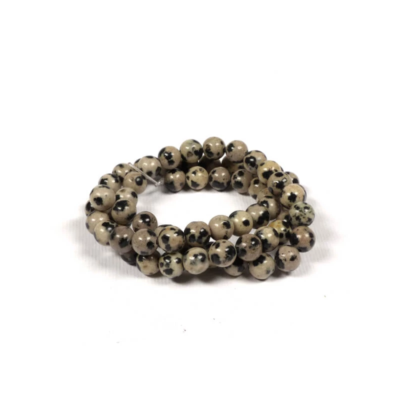 Ásványgyöngy - Jáspis, dalmata, 6 mm, 37 cm