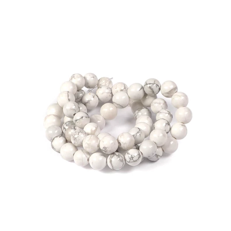 Perle din minerale  - Howlite, alb, 6 mm, 1 șir