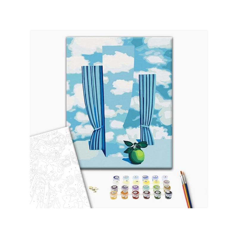 Set de colorat după numere, pe pânză întinsă, 40x50 cm - Rene Magritte: The sky
