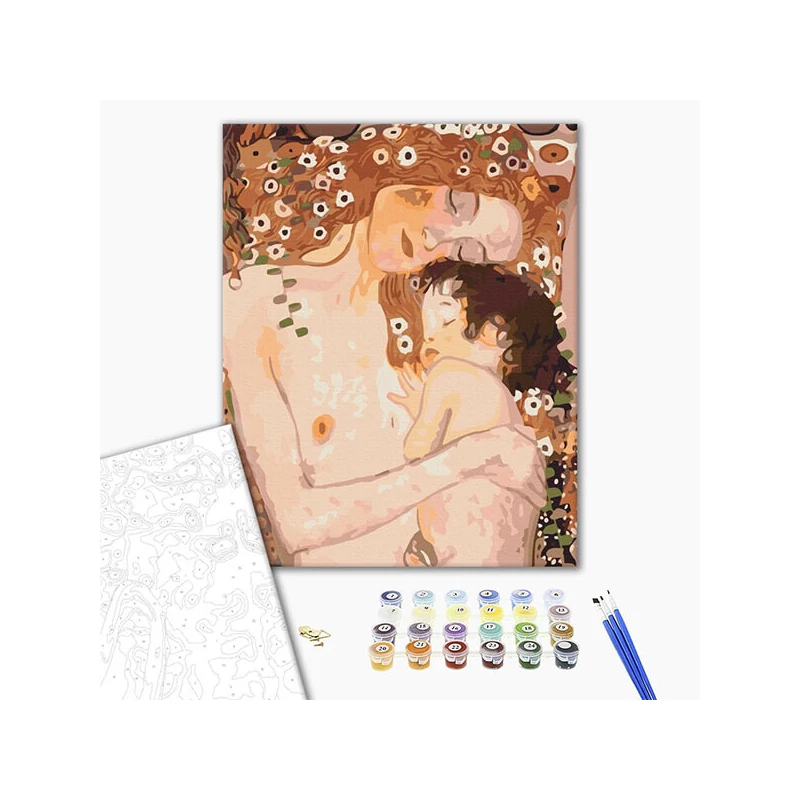 Set pictură pe numere, pânză întinsă, 40x50 cm - Gustav Klimt: Mama și copilul