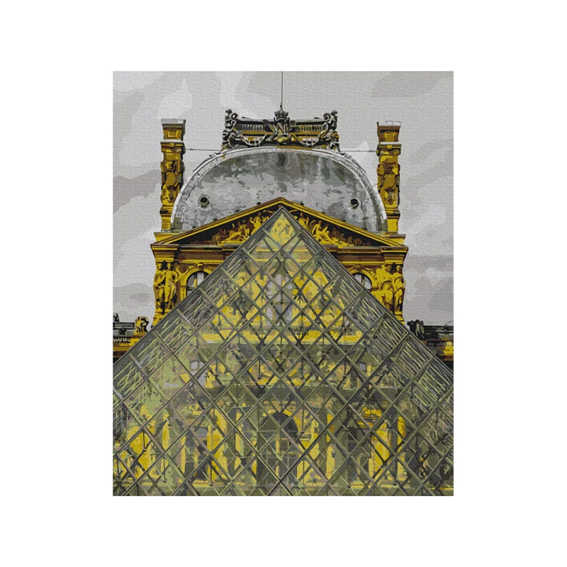 Set pictură pe numere, pe pânză întinsă, 40x50 cm - Louvre Pyramid
