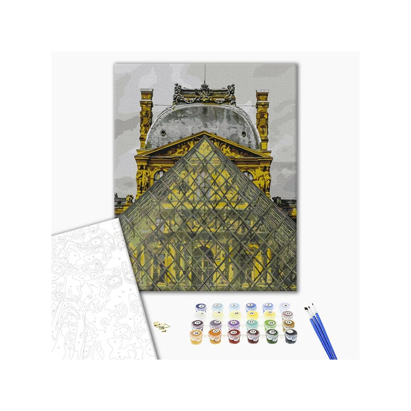 Set pictură pe numere, pe pânză întinsă, 40x50 cm - Louvre Pyramid
