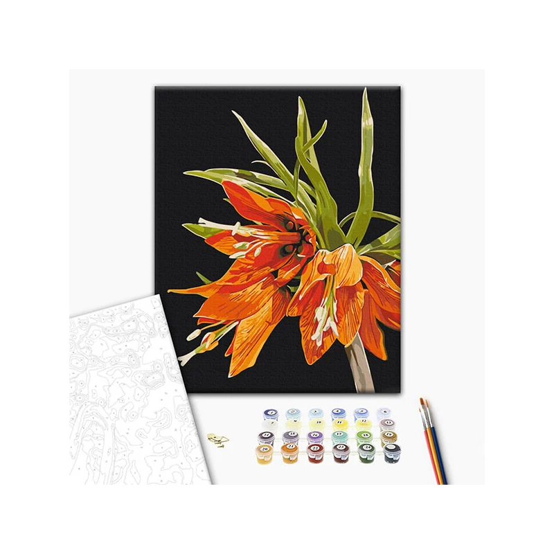 Set pictură pe numere, pe pânză întinsă 40x50 cm - Anastasiia Osmolovska: Fritillaria imperialis