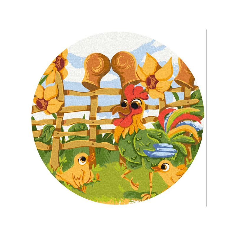 Set pictură pe numere, pe pânză întinsă, 30 cm - Didevych Kateryna: Cocoși