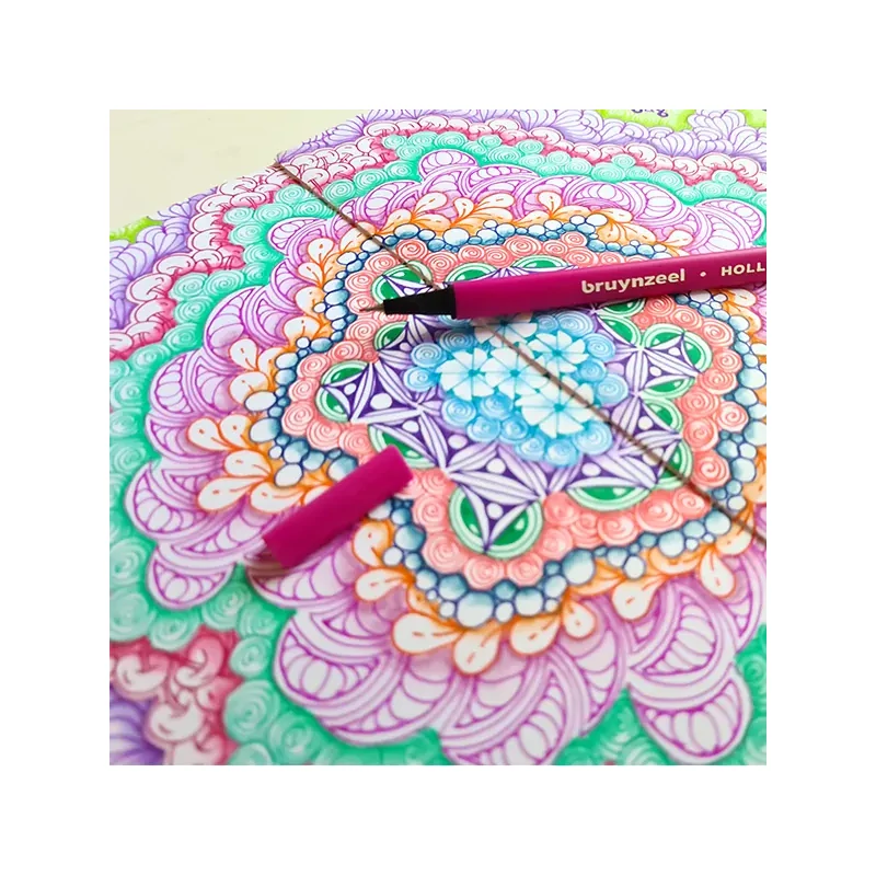 Bruynzeel Fineliner Brush pen marker cu două vârfuri   în set - 72 buc, în cutie metalcă
