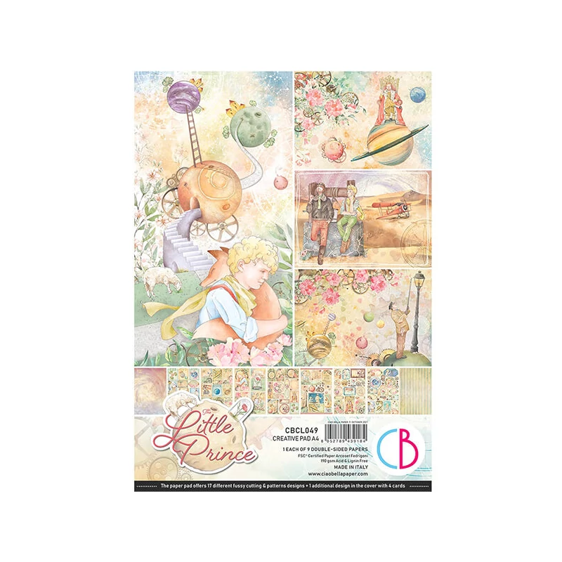 Set de hârtie scrapbook  Ciao Bella, A4, 9 coli - Micul Prinț Creative Pad