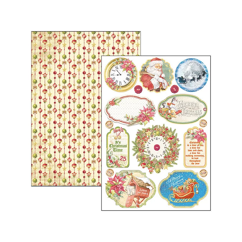 Set de hârtie scrapbook  Ciao Bella, A4, 9 coli - Dear Santa Creative Pad