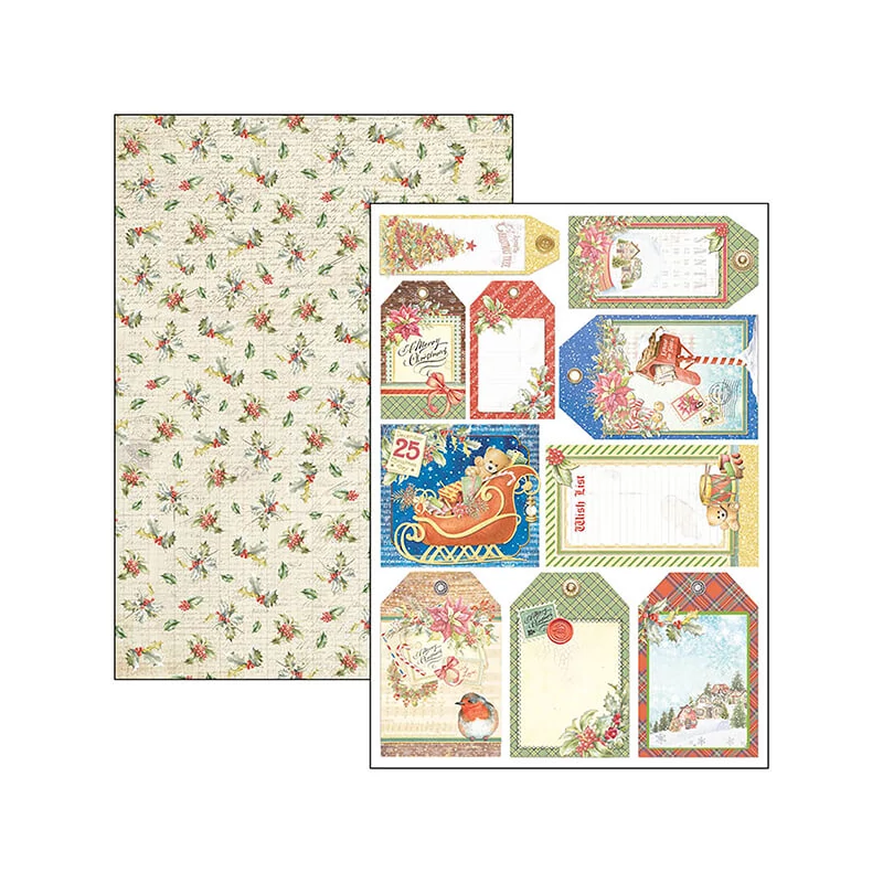 Set de hârtie scrapbook  Ciao Bella, A4, 9 coli - Dear Santa Creative Pad