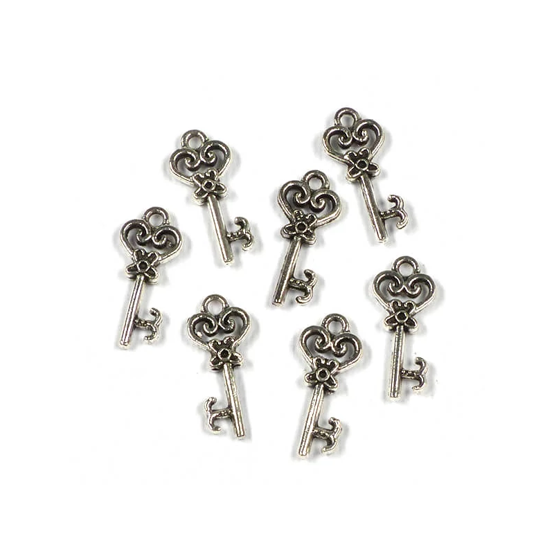 Ornament metalic Charm, 7 buc - cheie, carlig