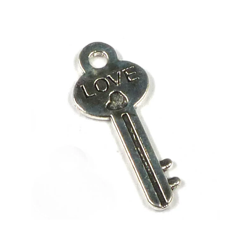 Charm, ornament metalic, 7 buc - cheie, lacat love