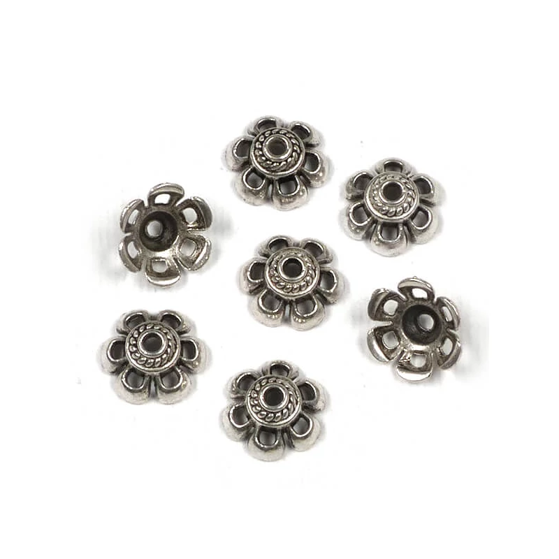 Ornament metalic Charm, 7 buc - capac perlă t 6 dinte, 10 mm
