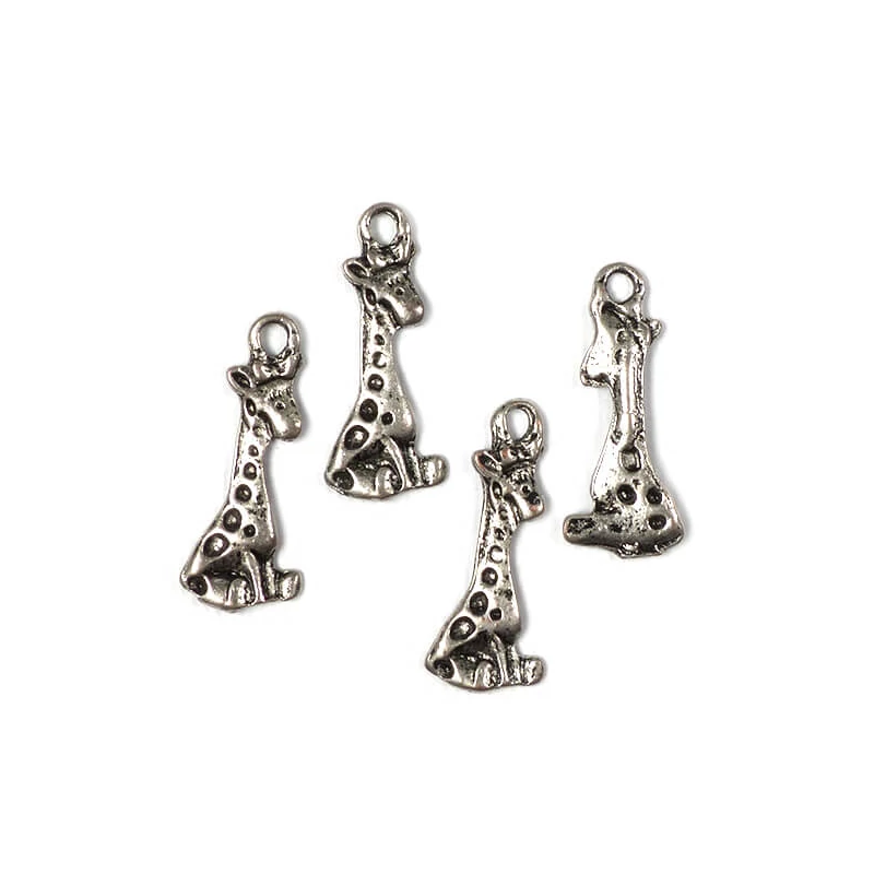 Charm, ornament metalic, 4 buc - girafa, 3D