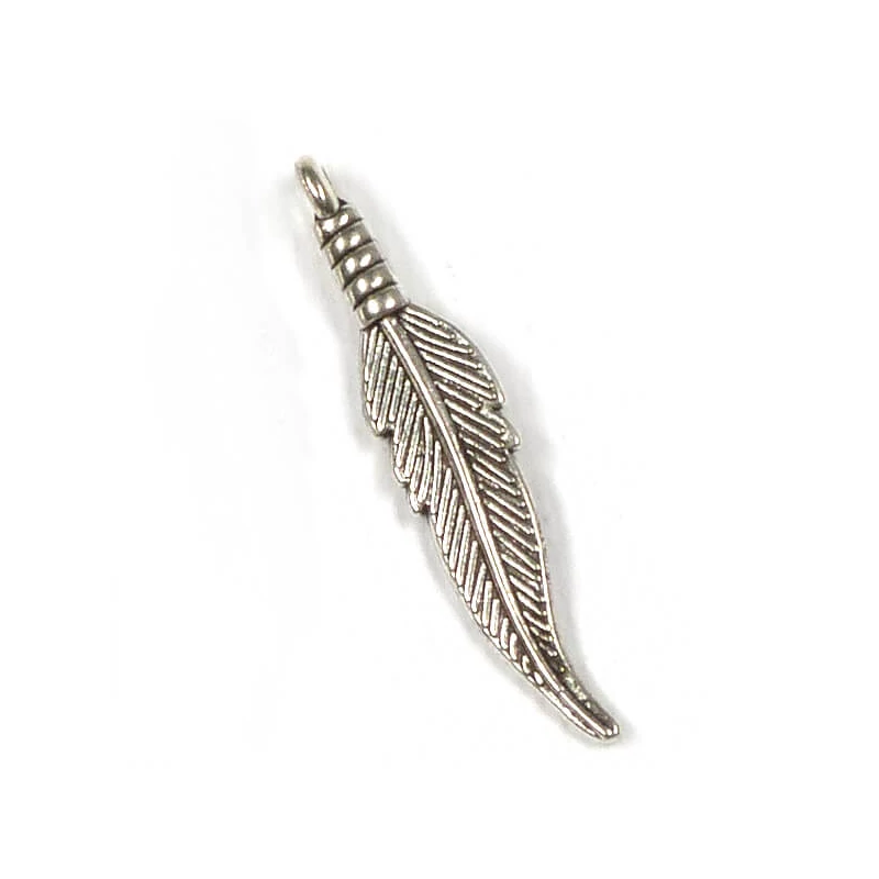 Ornament metalic Charm, 4 buc - pana de pasare