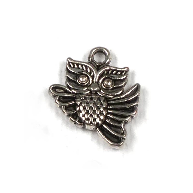 Charm, ornament metalic, 4 buc - bufniță, avion