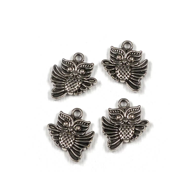 Charm, ornament metalic, 4 buc - bufniță, avion