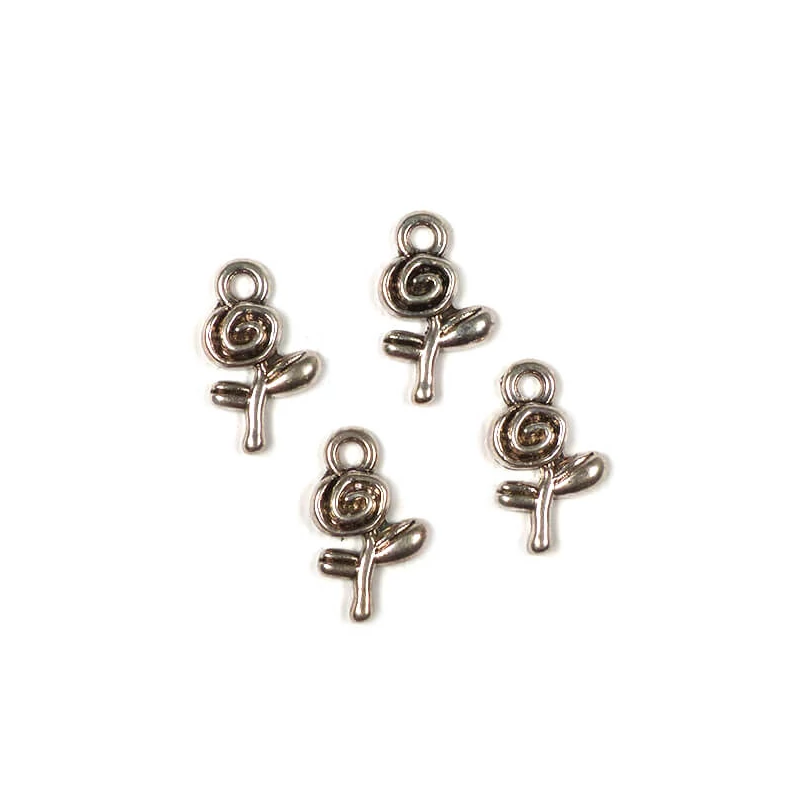 Ornament de metal Charm, 4 buc - mini trandafir