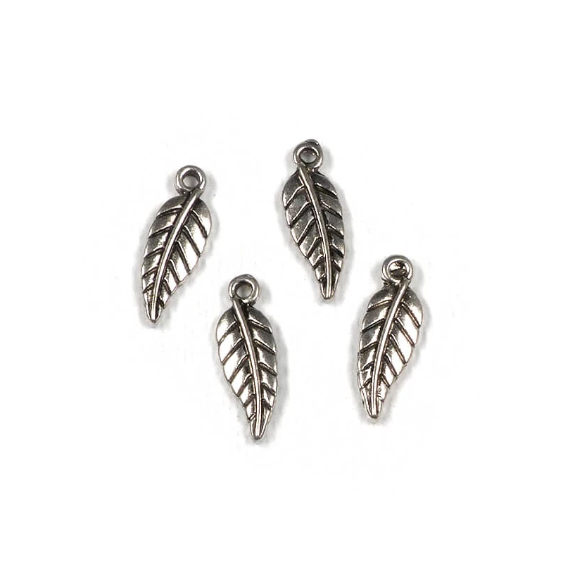 Charm, ornament metalic, 4 buc - frunza