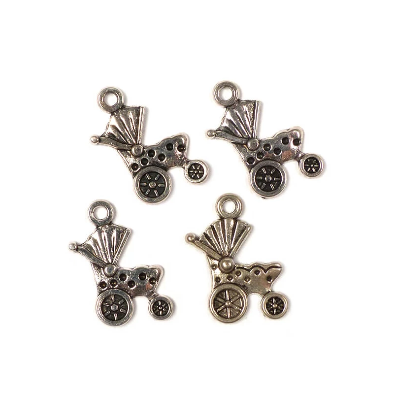 Charm, ornament metalic, 4 buc - carucior