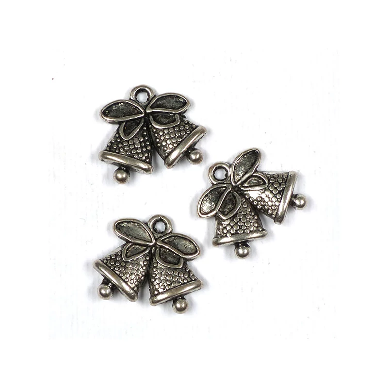 Charm, ornament metalic, 3 buc - clopot, 3D