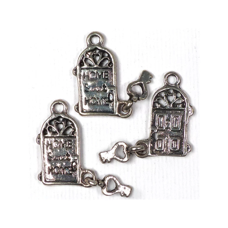 Charm, ornament metalic, 3 buc - sweet home, 3D