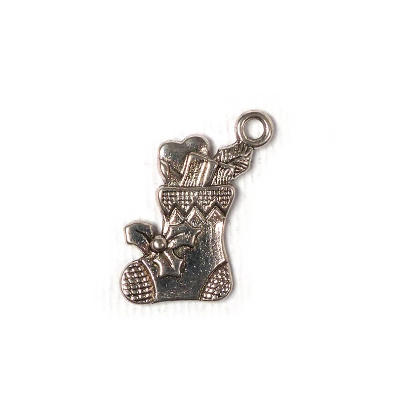 Charm, ornament metalic, 3 buc - șosete de Crăciun, 3D
