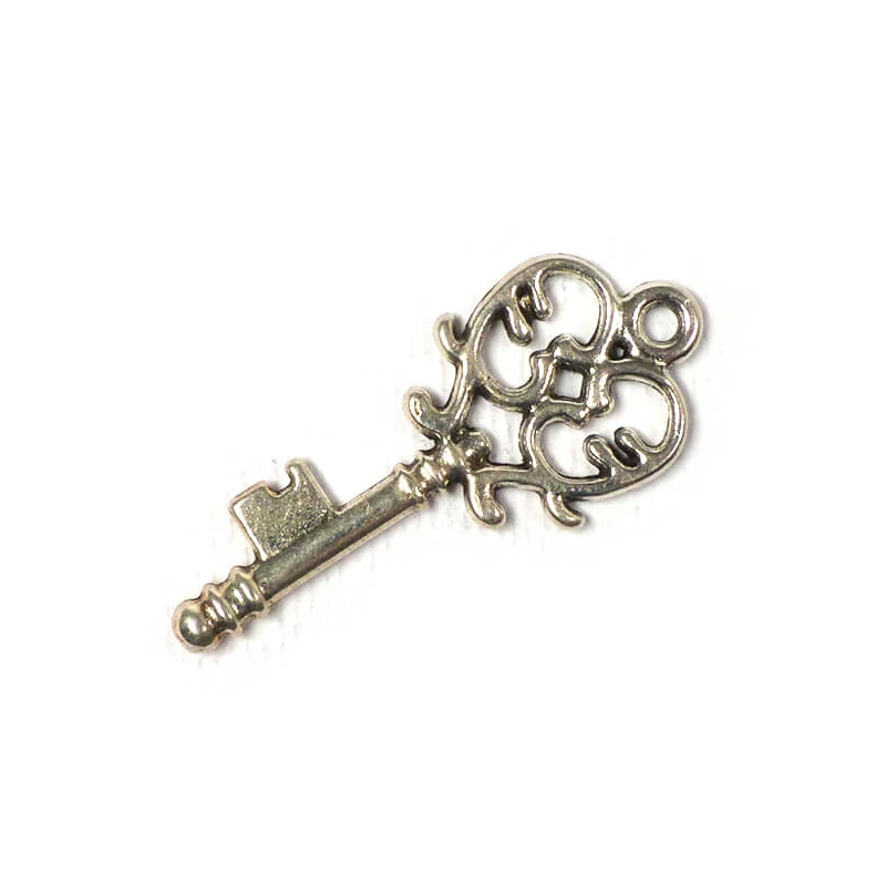 Charm, ornament metalic, 3 buc - cheie, stoloni, 3D