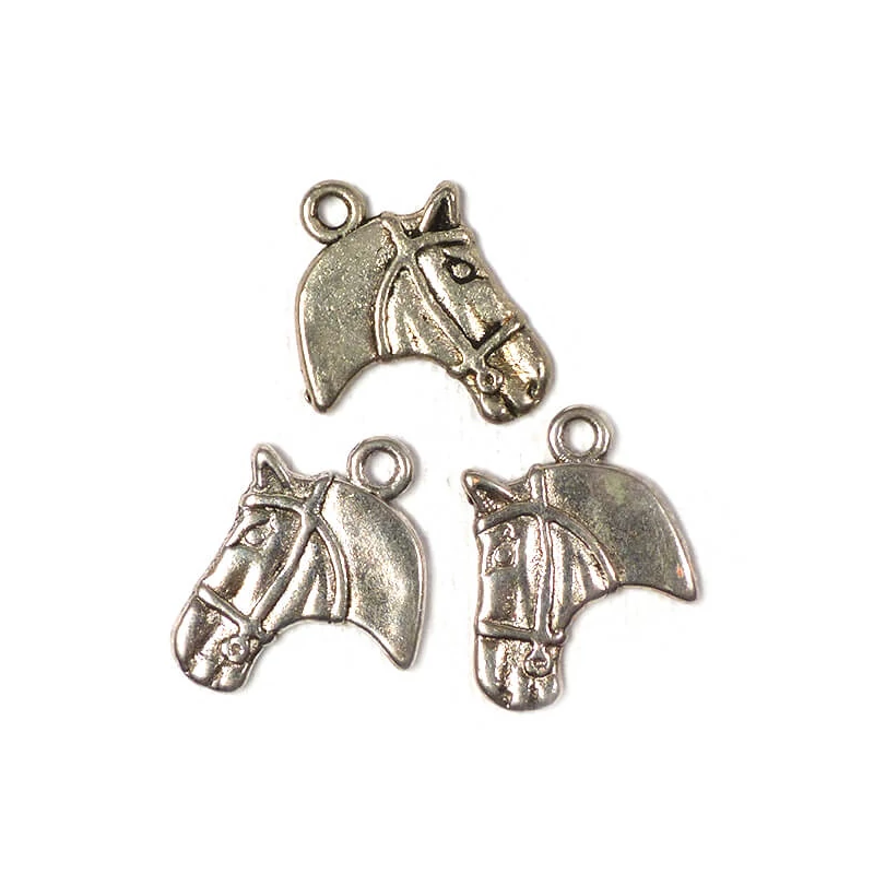Charm, ornament metalic, 3 buc - cap de cal, 3D
