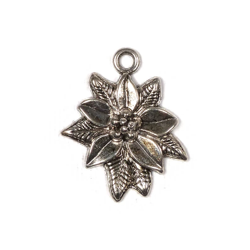 Charm, ornament metalic, 3 buc - poinsettia
