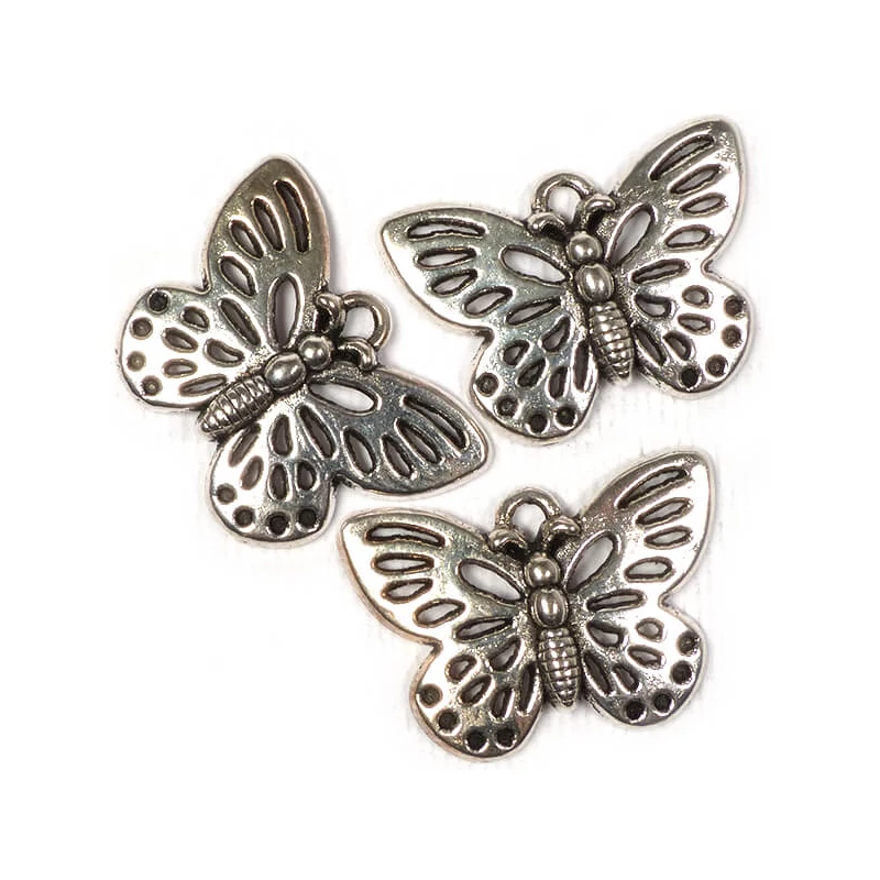 Ornament metalic Charm, 3 buc - fluture, ajurat