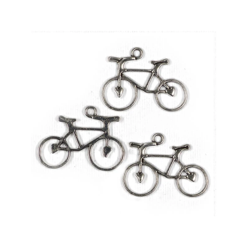 Charm, ornament metalic, 3 buc - bicicleta