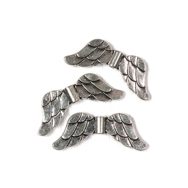 Charm, ornament metalic, 3 buc - aripi de inger, 3D
