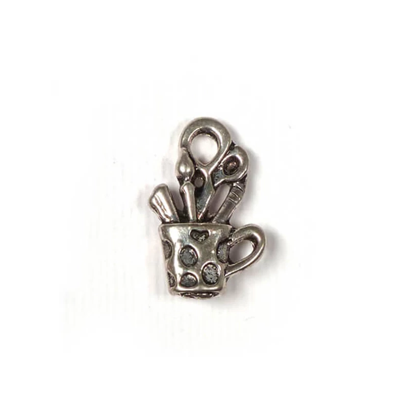 Charm, ornament metalic, 3 buc - cana de arta, 3D