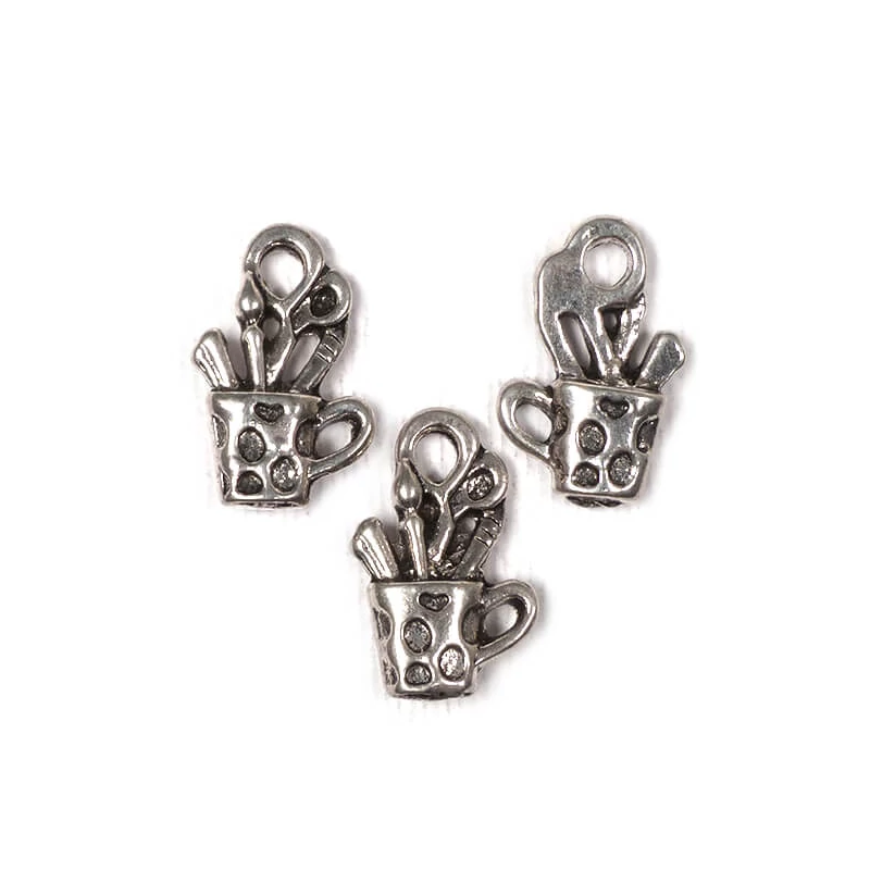 Charm, ornament metalic, 3 buc - cana de arta, 3D