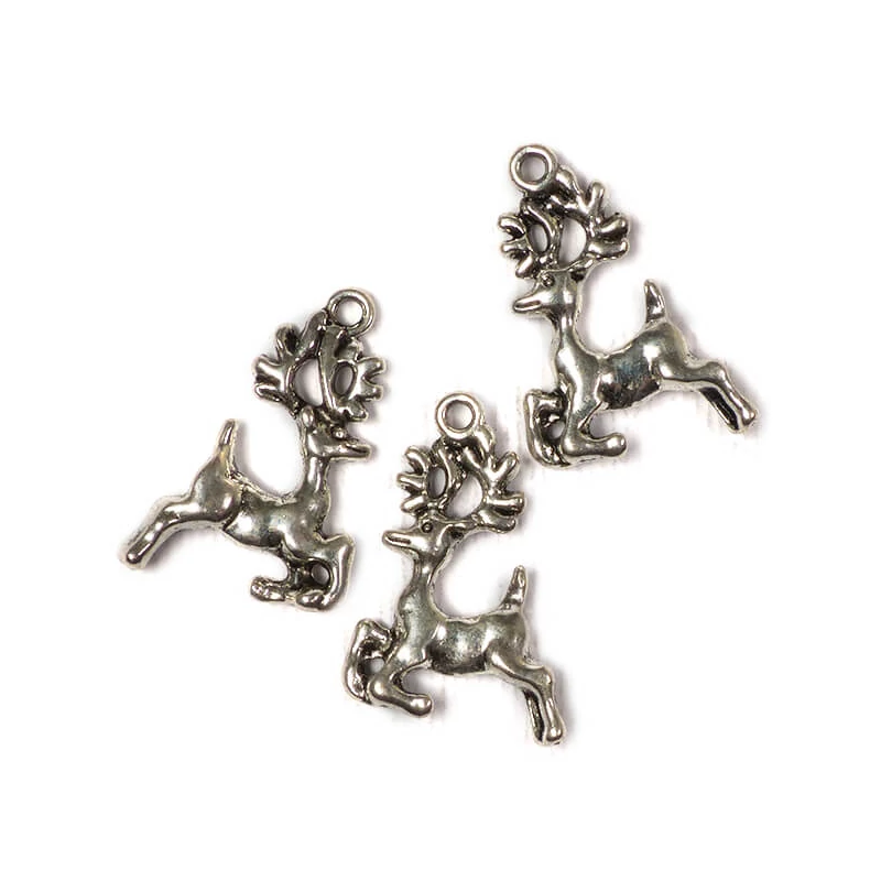 Charm, ornament metalic, 3 buc - caprioara fugara, 3D