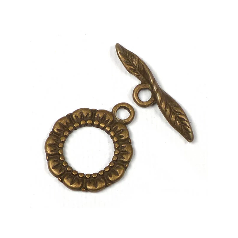 Ornament metalic Charm, 2 perechi - clemă în T, frunză florală, antică