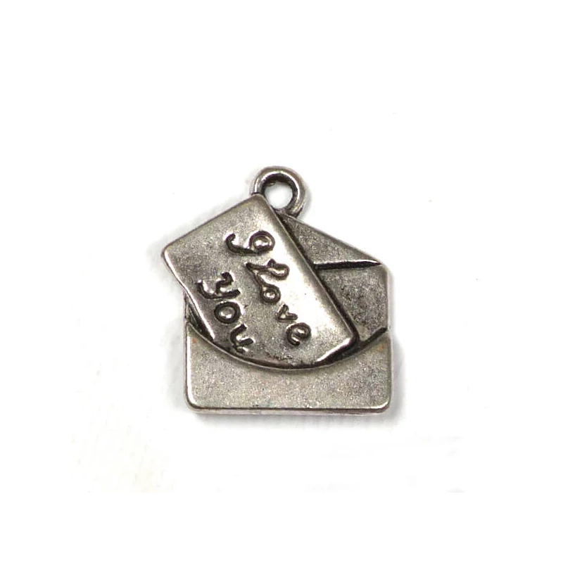 Charm, ornament metalic, 2 piese - scrisoare de dragoste