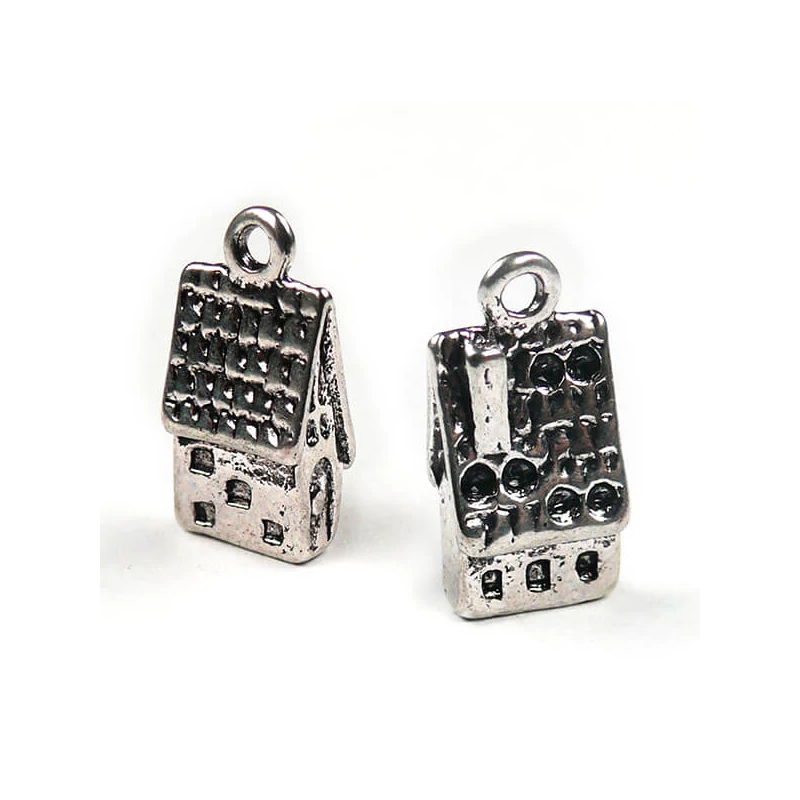 Charm, ornament metalic, 2 buc - casa de turta dulce, 3D