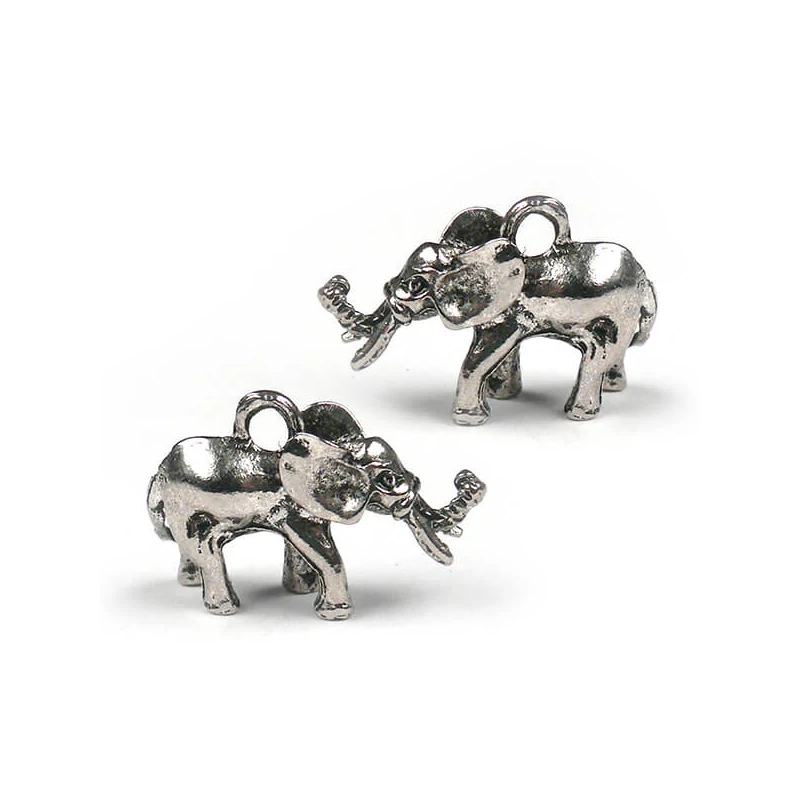 Charm, decor metalic, 2 buc - elefant, 3D
